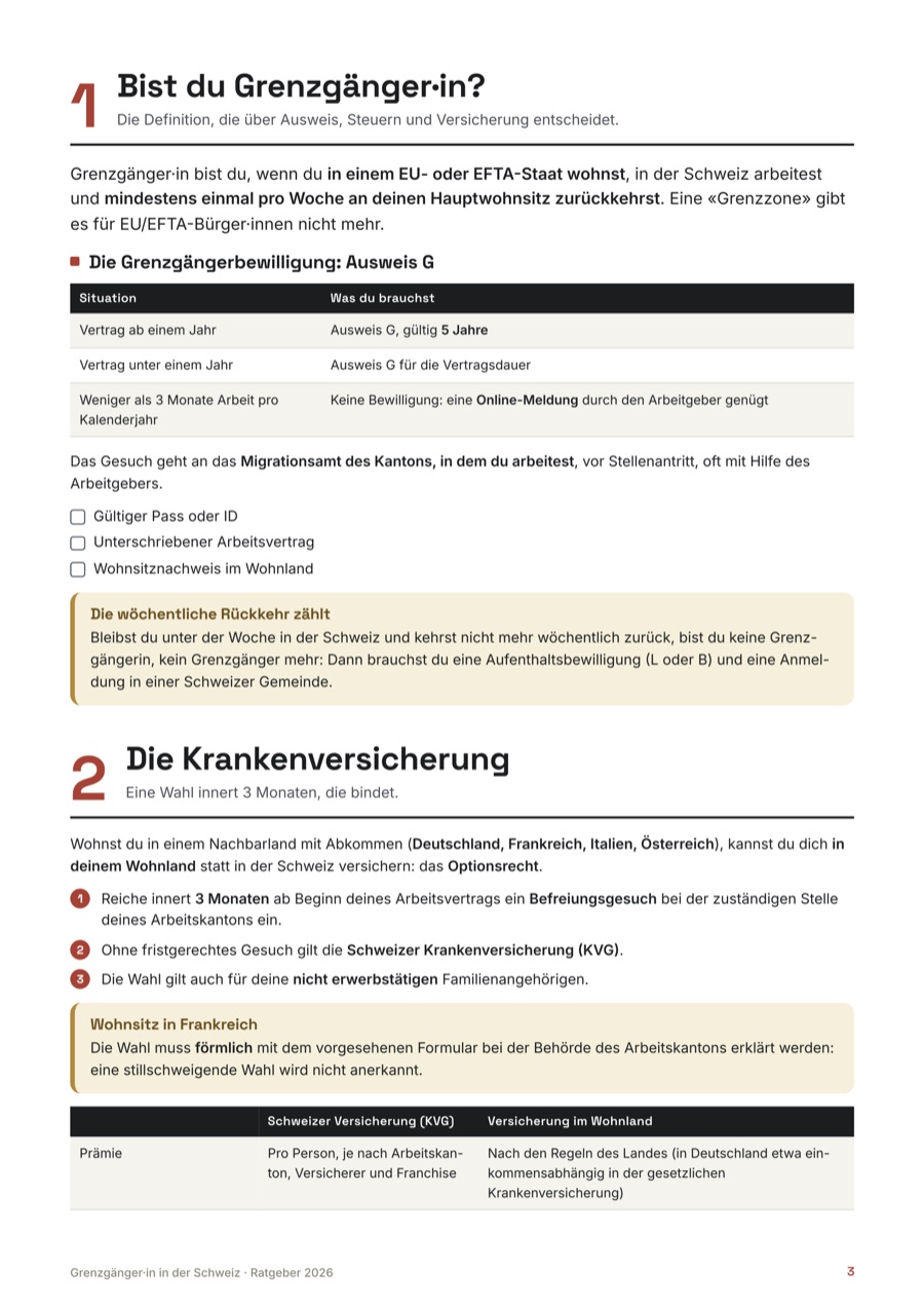 Seite 2 aus dem Ratgeber Grenzgänger·in in der Schweiz