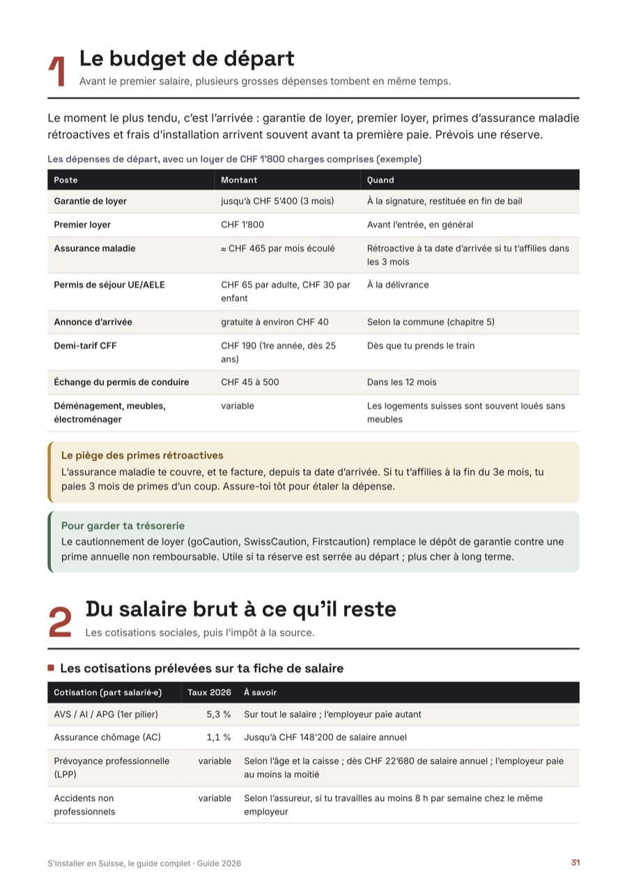 Page 3 du guide S’installer en Suisse, le guide complet
