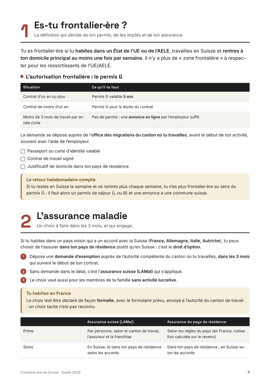 Page 2 du guide Frontalier·ère en Suisse