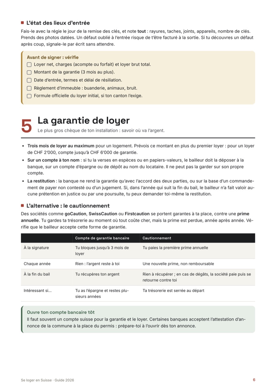 Page 3 du guide Se loger en Suisse