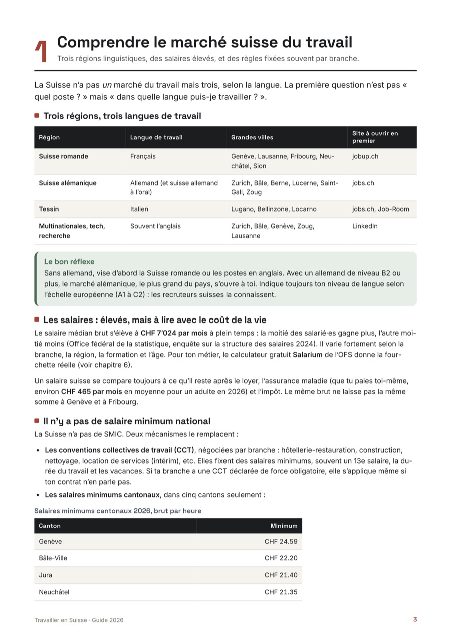 Page 2 du guide Travailler en Suisse