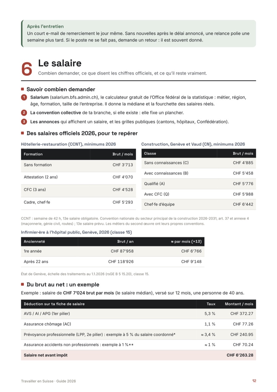 Page 3 du guide Travailler en Suisse